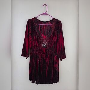 APT. 9 Red Velvet Top with Studded Detail